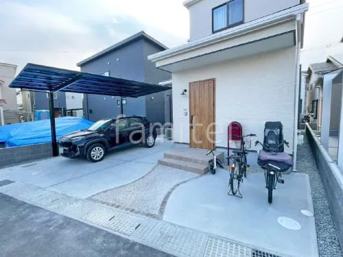 玄関アプローチ 床洗い出し仕上げ