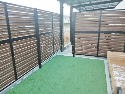 アルミ形材 フェンス LIXIL 木製調AB YS3型 横スリット3 2段柱 60角 目隠し 木調・ラティス