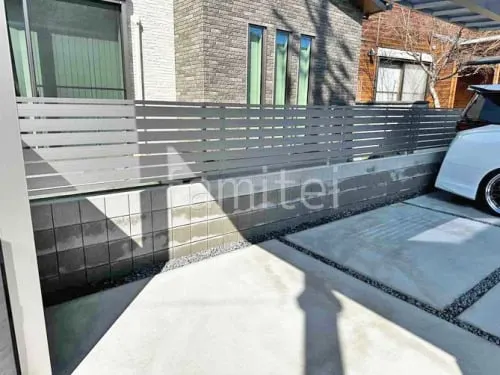 ブロック塀 （化粧ブロック） ユニソン シルマ  アルミ形材 フェンス YKKAP シンプレオYS3型 横スリット 目隠し