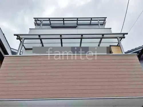 ３階ベランダ屋根  LIXIL スピーネR アール屋根 スタンダード 壁付