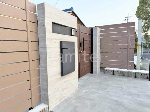 門柱 壁タイル貼り タカショー 木製調セラ ウォール RC杉板 宅配ボックス ユニソン ヴィコDB100