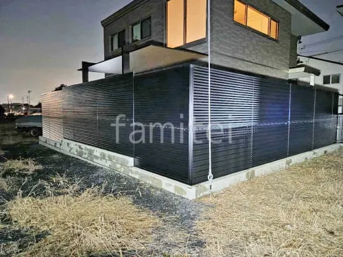 アルミ形材 フェンス 三協アルミ レジリア YL1型 横ルーバー 2段柱 60角 目隠し