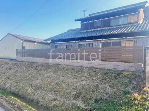 アルミ形材 フェンス YKKAP シンプレオYS3型 横スリット 目隠し ブロック塀 （化粧ブロック） ユニソン シャモティ 