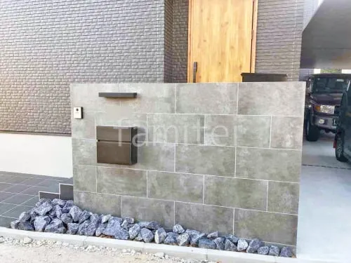 モダン門柱 壁タイル貼り タカショー セラレバンテ 郵便受けポスト YKKAP エクステリアポストT10型 ロックガーデン ユニソン ワズロック アオバ