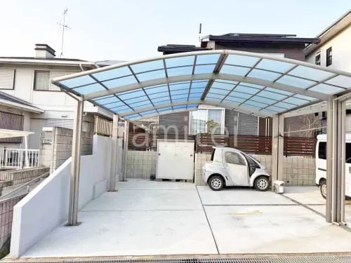 カーポート１台＋延長 （1.5台縦連棟） LIXIL ネスカＲ アール屋根