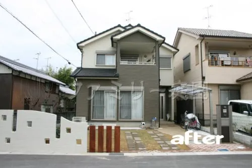 リフォーム外構　ガラスブロック塀　駐輪所屋根　駐輪所屋根　サイクルポート