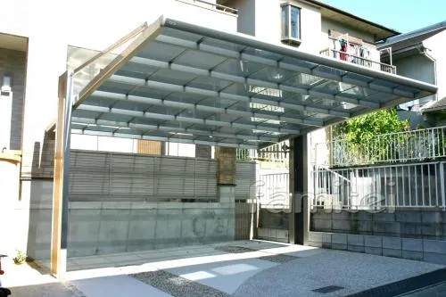 宇治市　オープン外構　機能門柱　マイポート2台