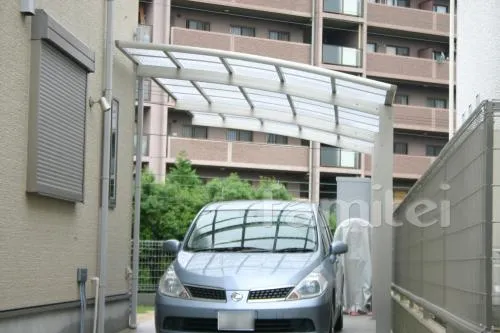 宝塚市の車庫リフォーム　カーポートと伸縮門扉