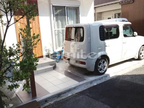 松原市 車庫土間コンクリート アプローチタイル貼