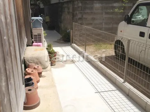 泉南市 新築オープン外構 タイル門塀 壁タイル貼り フィネッツァ300角 ニュー美ブロ 四国化成
