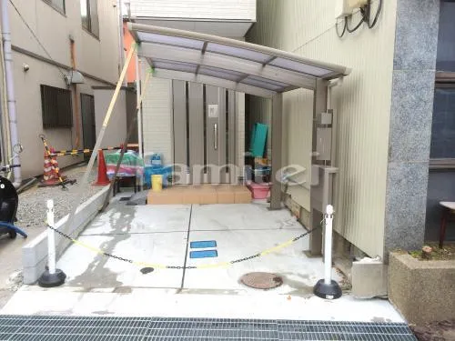 尼崎市 エクステリア工事 洗濯干し屋根 レギュラーテラス屋根 1階用 Ｒ型アール屋根 自転車バイク屋根 プライスポートミニ サイクルポート ベランダ屋根 レギュラーテラス屋根 2階用 物干し 四国化成 バリューテラス屋根 3階用