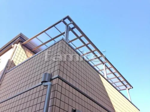 加古郡稲美町 エクステリア工事 カーポート YKKAP レイナポートグラン 横3台用(ワイド トリプル) R型アール屋根 ベランダ屋根 フラットテラス屋根 2階用 Ｆ型