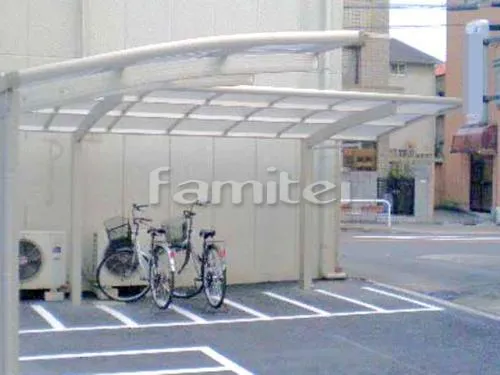 京都市下京区 エクステリア工事 カーポート プライスポート 1台用(単棟) R型アール屋根 自転車バイク屋根 プライスポートミニ 駐輪場屋根 サイクルポート R型アール屋根