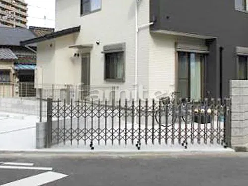 八尾市 新築ベーシック クローズ外構 門袖 玄関門扉 伸縮門扉 土間コンクリート