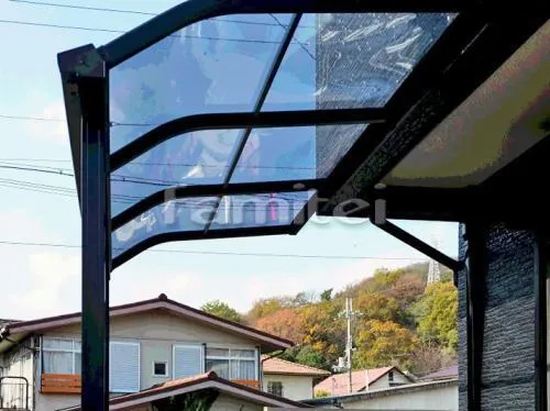 姫路市 エクステリア工事 雨除け屋根 レギュラーテラス屋根 1階用 R型アール屋根