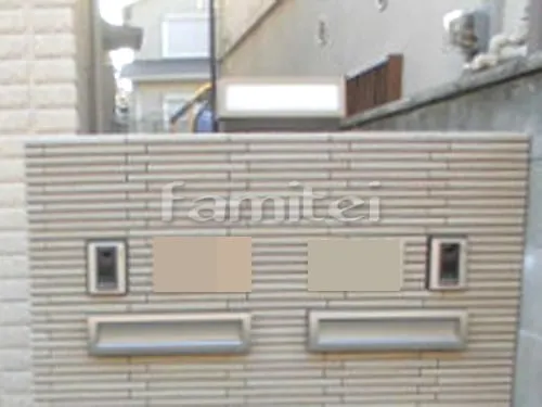 羽曳野市 新築シンプル オープン外構 門柱 郵便受けポスト 照明 サイクルポート 土間コンクリート 化粧ブロック