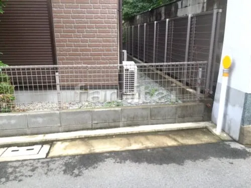 堺市美原区 エクステリア工事 ベランダ屋根 レギュラーテラス屋根 2階用 R型アール屋根 境界フェンス塀 三協アルミ ユメッシュZ型