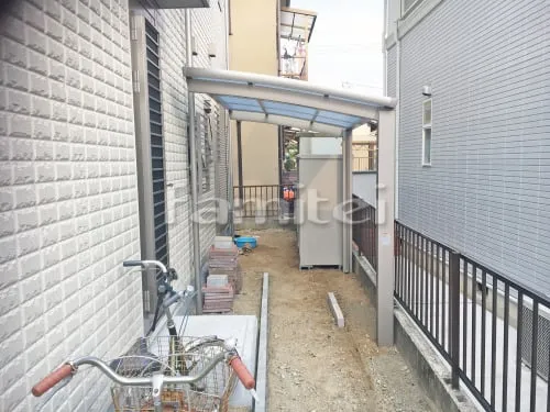 磯城郡田原本町 エクステリア工事 自転車バイク屋根 LIXILリクシル ネスカR 駐輪場屋根 サイクルポート R型アール屋根