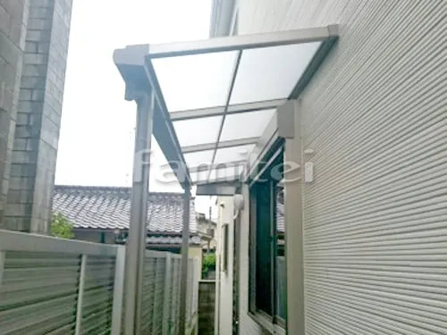 大津市 エクステリア工事 雨除け屋根 LIXILリクシル スピーネ 1階用 F型フラット屋根