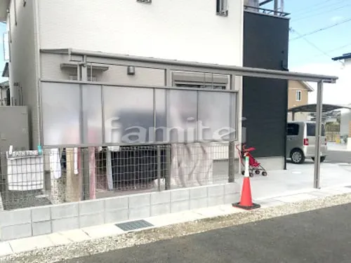 橿原市 外構工事 洗濯干し屋根 LIXILリクシル スピーネ 1階用 F型フラット屋根 目隠しパネル(前面 正面)