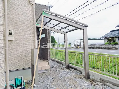 東近江市 エクステリア工事 自転車バイク屋根 三協アルミ カムフィエースZ サイクルポート 積雪50cm対応 R型アール屋根