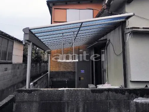 和歌山市 エクステリア工事 雨除け屋根 YKKAP ヴェクターテラス屋根(ベクター) 1階用 F型フラット屋根 物干し 既存テラス解体撤去