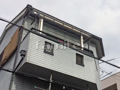 寝屋川市 エクステリア工事 ベランダ屋根 YKKAP ヴェクターテラス屋根(ベクター) 3階用 積雪50cm対応 R型アール屋根