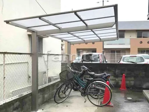 四條畷市 エクステリア工事 自転車バイク屋根 LIXILリクシル ネスカF F型フラット屋根 サイクルポート 駐輪場屋根 既存サイクルポート撤去