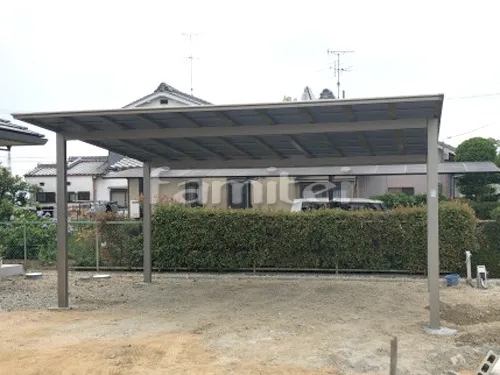 磯城郡田原本町 エクステリア工事 カーポート LIXILリクシル ネスカF 横2台用(ワイド ツイン) F型フラット屋根