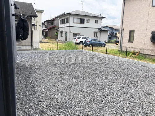 東近江市 新築シンプル オープン外構 門柱 カーポート 土間コンクリート 門扉 フェンス 