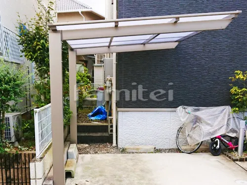 河内長野市 エクステリア工事 自転車バイク屋根 LIXILリクシル ネスカF 駐輪場屋根 サイクルポート F型フラット屋根