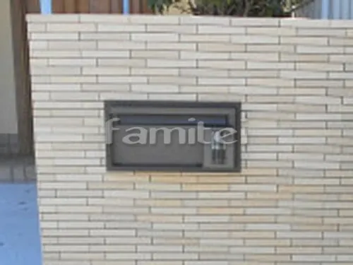 尼崎市 リフォーム外構 モダン門柱 壁タイル貼り LIXILリクシル セラヴィオM CMX-2 郵便受けポスト Panasonicパナソニック ユニサス ブロックタイプ 照明付き 土間コンクリート