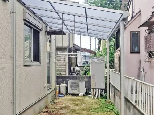 たつの市 エクステリア工事 雨除け屋根 YKKAP ソラリアテラス屋根 1階用 F型フラット屋根 物干し