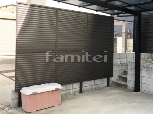 木津川市 エクステリア工事 目隠しフェンス塀 F&F マイティウッドベーシック 高尺タイプ 目隠しフェンス塀 LIXILリクシル フェンスAB YL3型