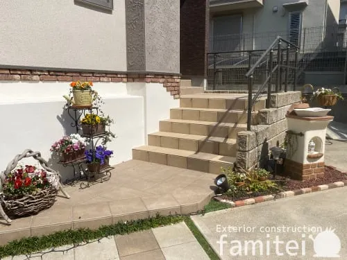 平群町 リフォーム部分工事 壁面 タイル張り ユ二ソン ソイルレンガブル 塗り壁 エスケー化研 ベルアート塗装