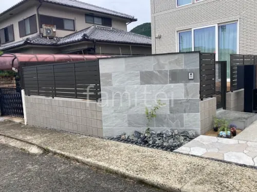 豊能町 新築シンプル セミクローズ外構