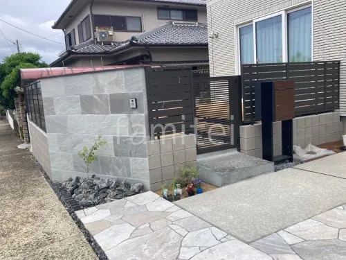 豊能町 新築シンプル セミクローズ外構
