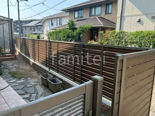 香芝市 目隠しフェンス塀 LIXIL 木製調AB YS3型
