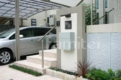 オープン外構工事　カーポート　手すりUD　郵便ポスト：TOEX