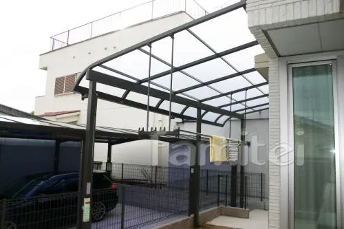 テラス屋根：サンクテラス（ＴＯＥＸ）　ベランダ竿掛け　ブロック継ぎ足し工事