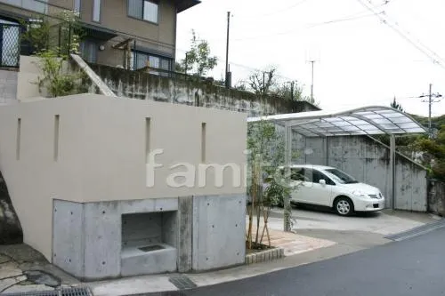 枚方市のリフォーム外構　階段　階段タイル貼　カーポート