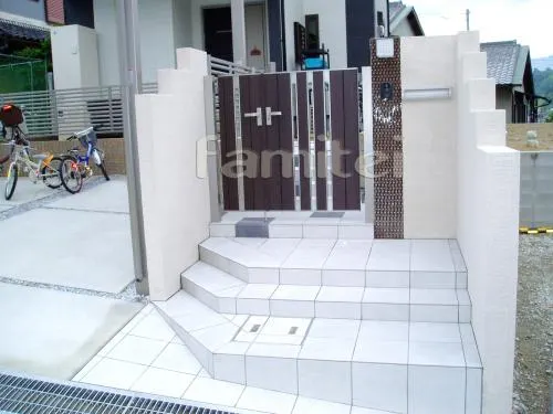 河内長野市の新築クローズ外構　カーポート　門扉　郵便ポスト