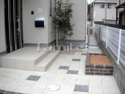 和歌山市　オープン外構　シンボルツリー　自転車屋根　レンガ花壇