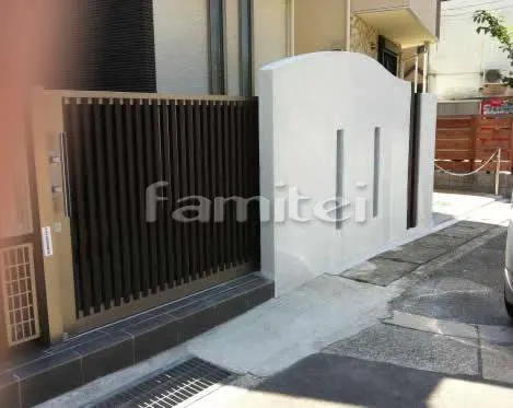 池田市　リフォーム外構　デザイン角柱プランパーツ