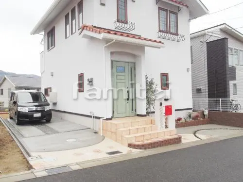 箕面市　南欧風外構　ベランダ屋根 レギュラーテラス２階 物干し