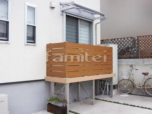 河内長野市 ウッドデッキ YKKリウッド　目隠しフェンス タカショー こだわり板　柱なしテラス屋根 YKKヴェクター（ベクター）テラス１階