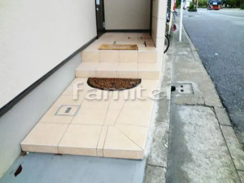 堺市 タイル門柱 INAX フィネッツァ一部モザイクタイル 木調アルミ角柱 プランパーツ