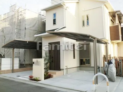 堺市 カーポート プライスポート1台用×2 ベランダ屋根フラットテラス2階