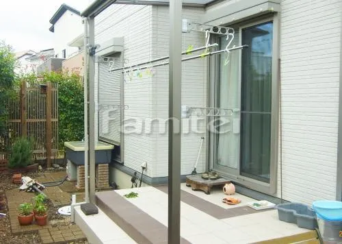 三田市 既存テラス物干し取付