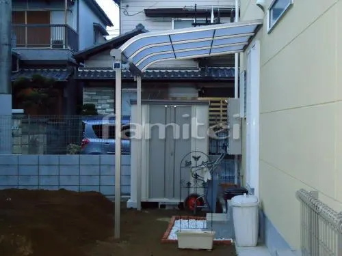 藤井寺市　境界フェンス塀　レギュラーテラス屋根１階 伸縮門扉 アコーディオン門扉 